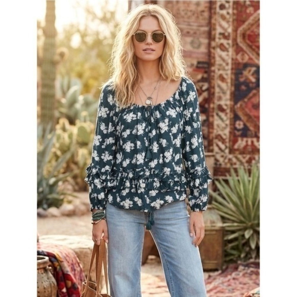Denim & Supply Ralph Lauren Floral Boho Peasant Top S Boho Cottagecore Prairie